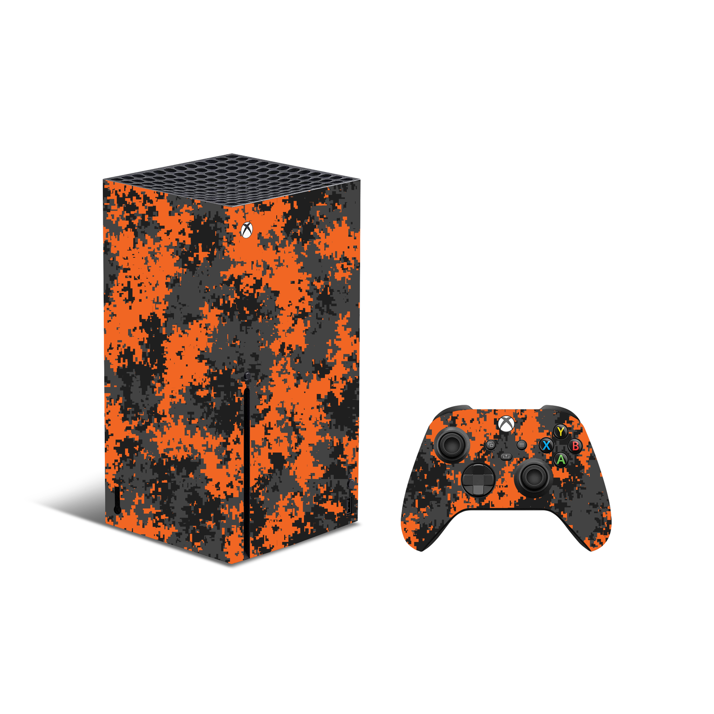 Orange Camo Vinyl Skins Compatible with X-Box Series X +2 Controller Skins