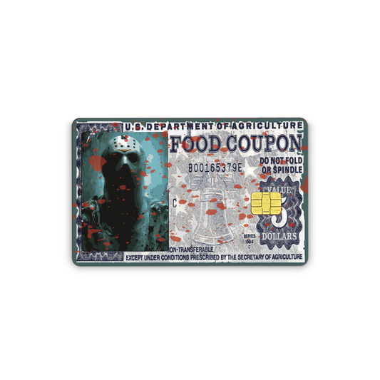 Halloween Credit Card Sticker Skins for EBT, Transportation Key, Debit, Credit Card Covering, Slim, Waterproof Vinyl Skins Jason Decal